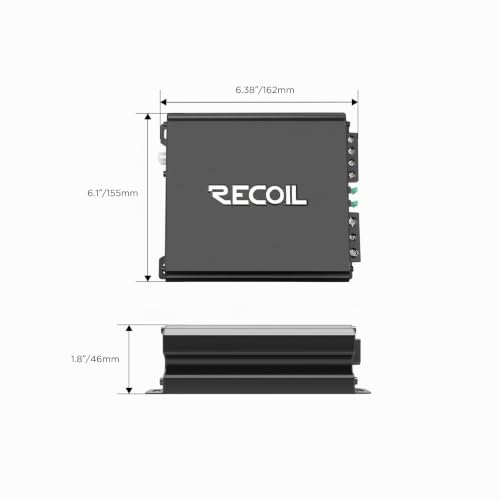 Recoil DI600.1 Monoblock Endstufe 1200W Max – Klasse D Subwoofer Verstärker, 600W RMS @ 1 Ohm, 2/4 Ohm stabil, MOSFET Netzteil, inkl. Bass-Fernbedienung