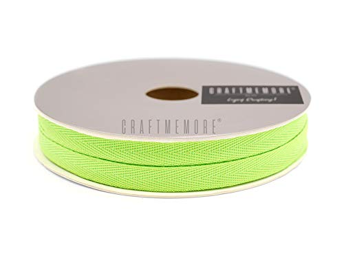 Craftmemore 3/8 Inch Twill Tape Fabric Ribbons Webbing Herringbone Twill Bias Binding Tape For Clothes Sewing Craft Trim Lace 36 Yards (Mp44 Lime Green) #TOP1
