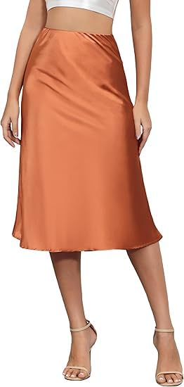 Jupe en satin de soie fluide ALCEA ROSEA, sublimez vos courbes sans marquer en taille haute XL