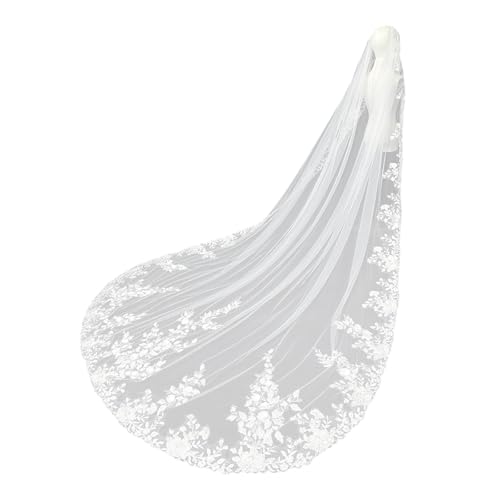 Velo largo de boda para el día más emocionante velo blanco de encaje