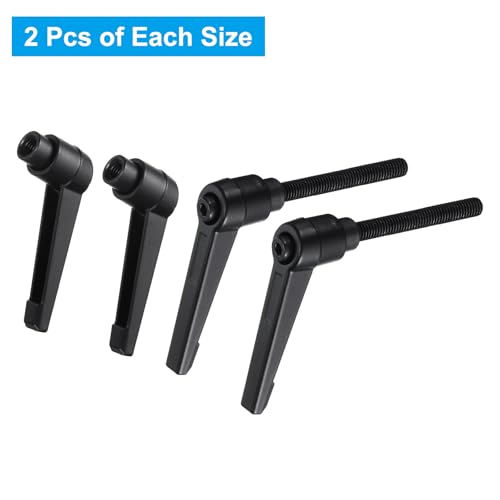 Image of uxcell 4pcs Clamping Lever Adjustable Handle Set Metric M6 x 50mm Male & M6 Female Thread Level Handles Hand Stud Knobs Quick Release Black for Lathe Machinery