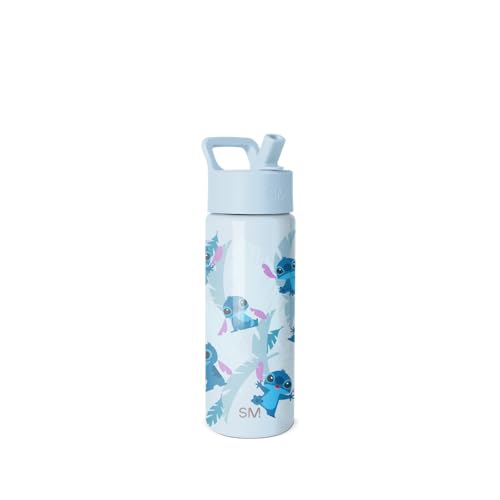Image of Simple Modern Disney Stitch Kids Water Bottle with Straw Lid | 18oz Insulated Stainless Steel Kids Tumbler & Spill Proof Toddler Cup for School, Girls, Boys | Summit | Tropical Stitch