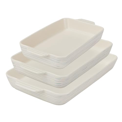 Pyrex 3-Piece Ceramic Bakeware Set Nonstick Casserole Dish with Handles