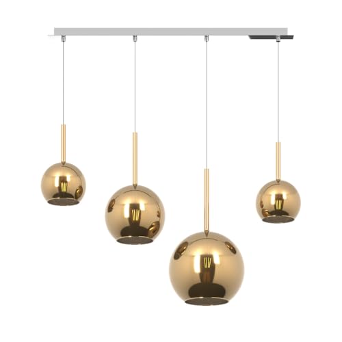 Suspension verre doré au-dessus de la table de salle à manger lustre moderne