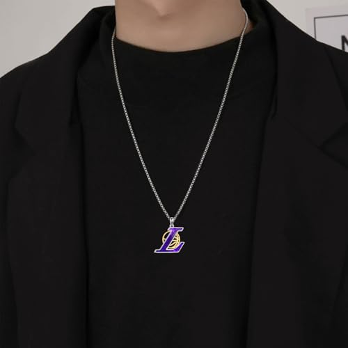 AXELUNA Laker Necklace Laker Gifts for men Laker Basketball Necklace S925 Sterling Silver for Men2