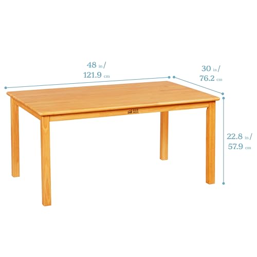 Image of ECR4Kids 30in x 48in Rectangular Hardwood Table with 22in Legs, Kids Furniture, Honey