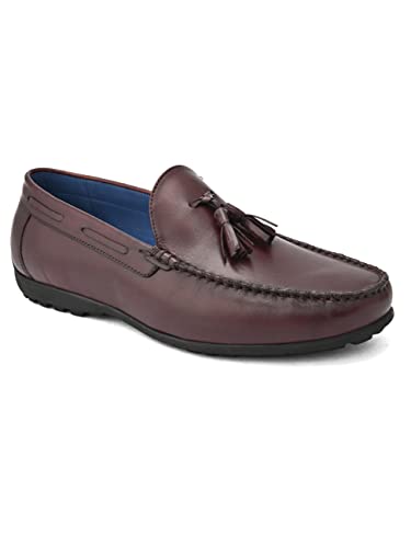 Image of San Frissco Genuine Italian Leather Loafers Casual Slip-on Textured and Patterned Outsole Cushioned Footbed /Comfortable Fashionable Stylish Flexible for Men AM SFL 15408