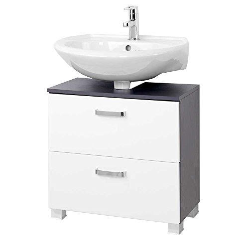 Preisvergleich Produktbild Pharao24 Unterbeckenschrank mit Schubladen Weiß Anthrazit Breite 60 cm