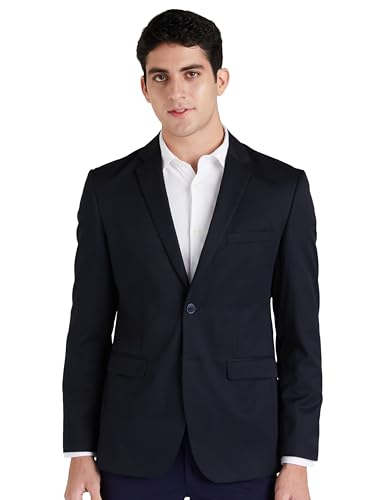 Peter England Men Neo-Slim Fit Solid Blazer Navy,Formal Blazer