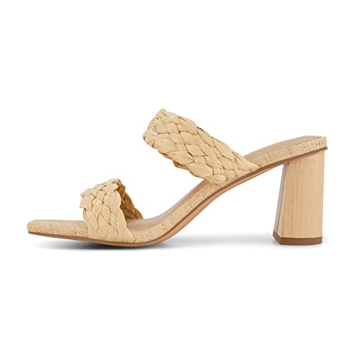 Image of Dunes Iris Chunky Braided Heel Sandals for Women, Block Heel Square Toe Summer Sandals with Memory Foam