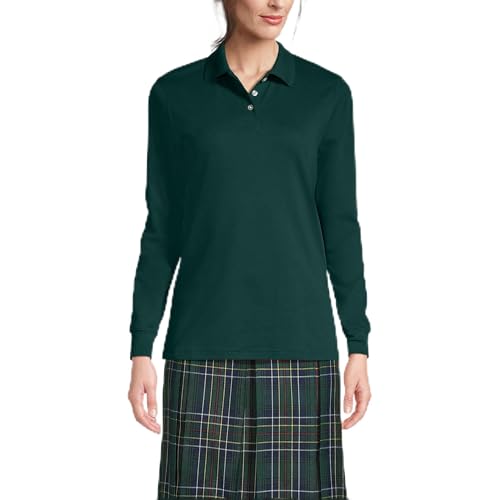 Image of Lands' End School Uniform Kids Long Sleeve Interlock Polo Shirt
