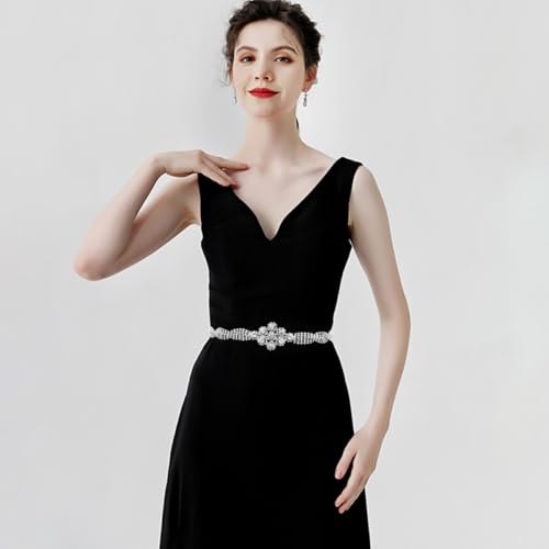 CLISPEED Rhinestone Wedding Belt for Bride Chic Ribbon Sash for Dresses Lightweight and Durable Waist Accessory for Weddings and Special Occasions4