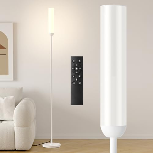 Image of Ambimall LED Floor Lamp with Remote Control, Foot Switch, White