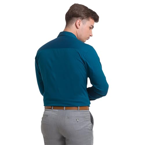 Image of Park Avenue Men's Cotton Blend Two Tone Pattern Slim Fit Cut Away Collar Full Sleeve Casual Shirt