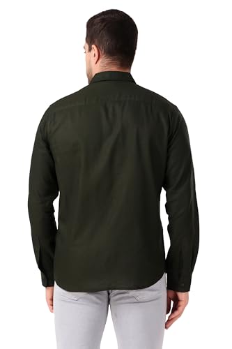 Image of Patrinus Pure Linen Mandarin Collar Full Sleeve Shirt