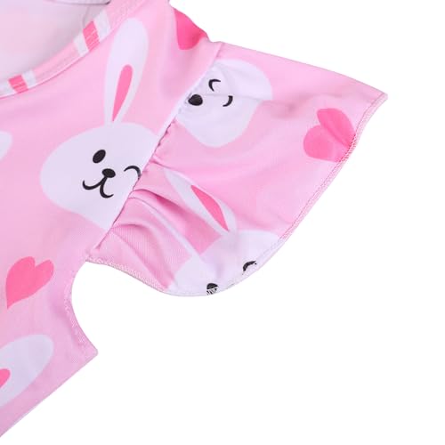 Easter Toddler Girls Dress Bunny Eggs Print Dresses Flutter Sleeve Clothes 3-8Y3