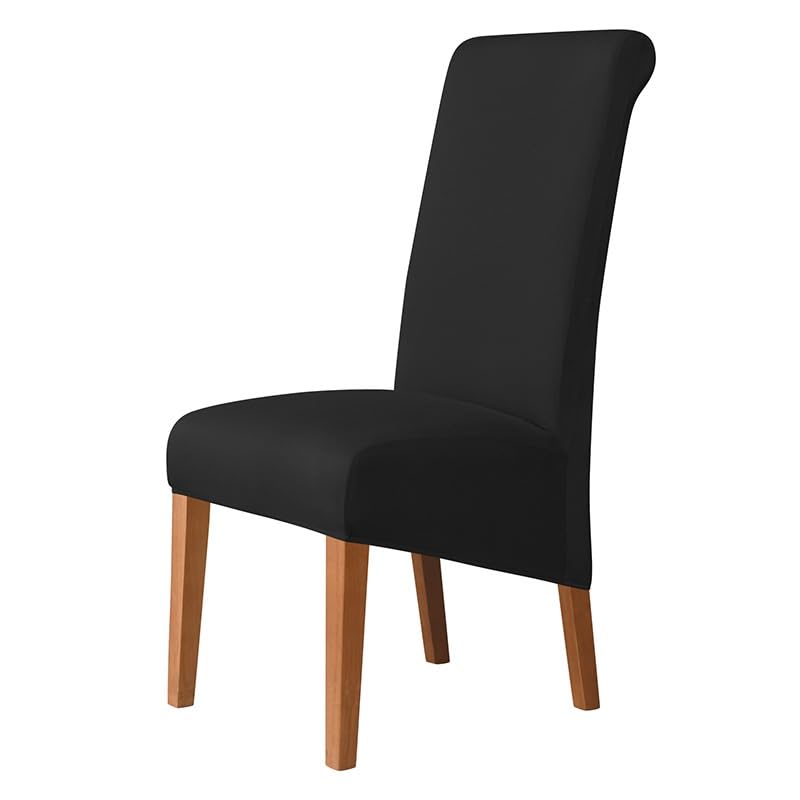 Stretch High Back Dining Chair Covers, XL Oversized Chairs Slipcovers For Banquet, Hotel, Kitchen, Ceremony, Extra Large Seat Protectors For Dining Room(B-Black,6PCS)