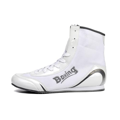 Adoff Chaussures de Boxe universelles pour Hommes et Femmes Chaussures de Lutte combinées Anti-dérapage (47,Weiß,Other)