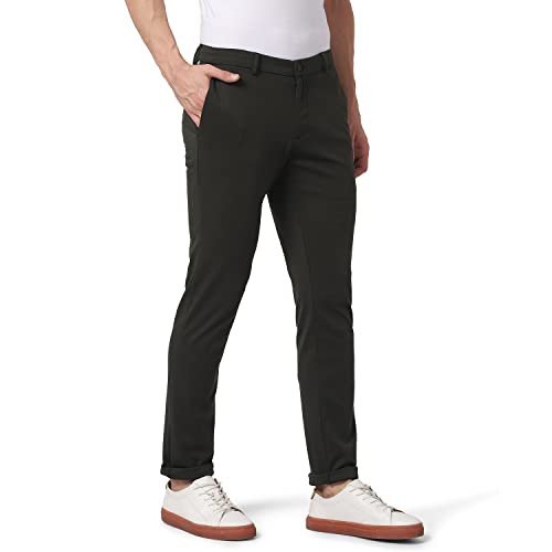 Image of Blackberrys Men's Blue Slim Fit Solid Regular Trousers