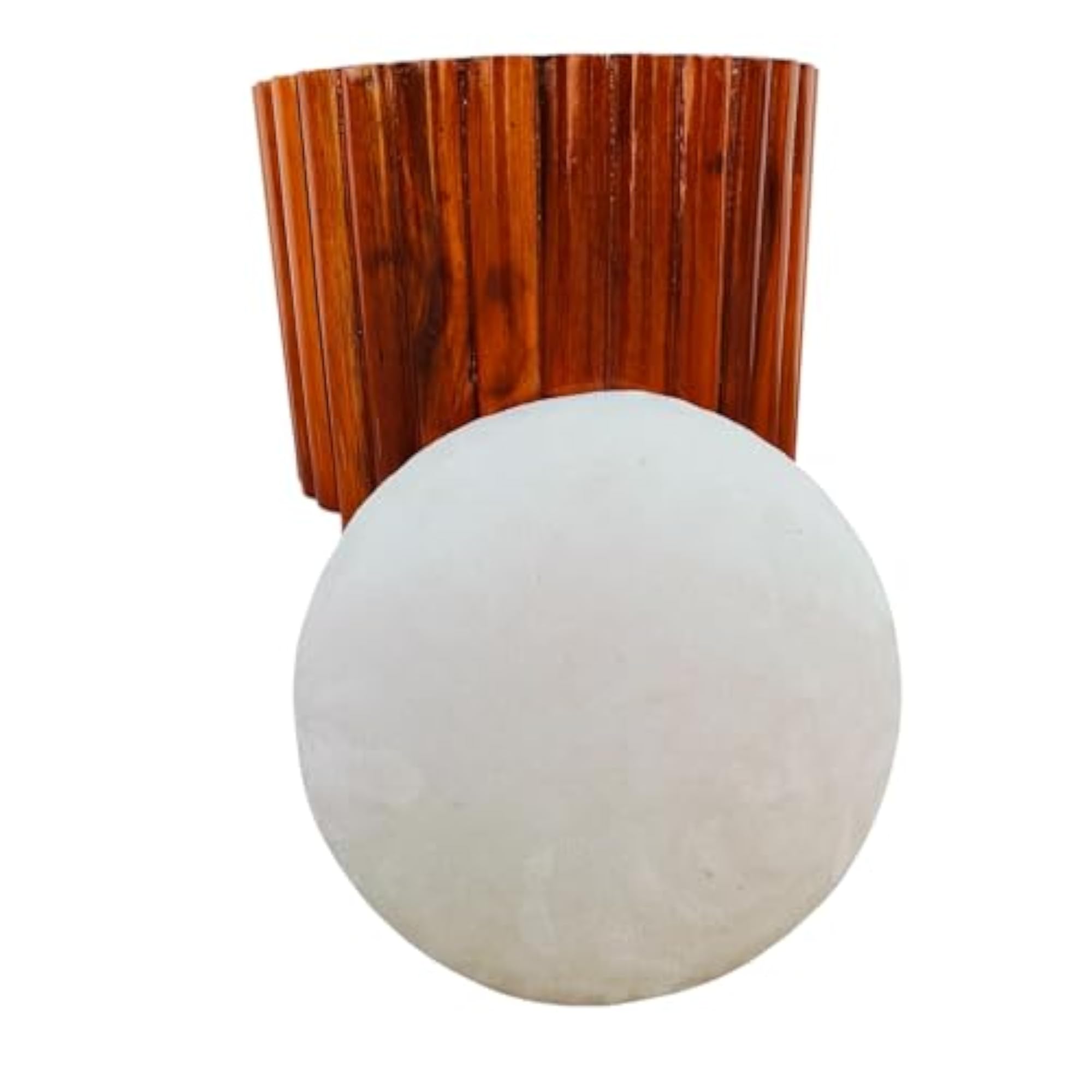 Vintage Wooden Accent Stool with Slatted Barrel Design