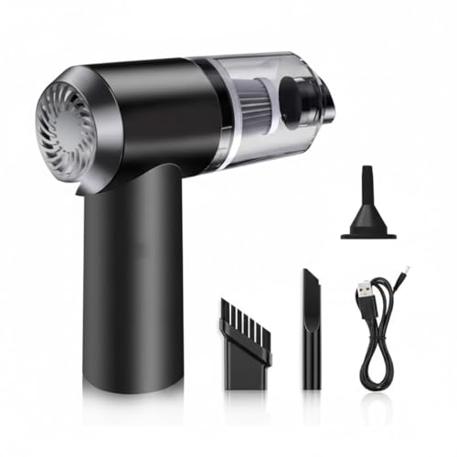 Image of 3-in-1 Handheld Car Vacuum Cleaner & Air Blower, Cordless Portable Mini Vacuum, High Power 120W Suction, USB Rechargeable, Small Duster for Home, Keyboard, Office, and Pet Hair (Black)