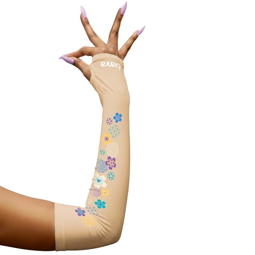 Image of TVARRA Anti-Tan Fingerless Arm Sleeves for Women|UV Protection Hand Cover Sleeves for Bike Riding, Running & Outdoor Use,Dust & Summer Protection Arm Sleeves