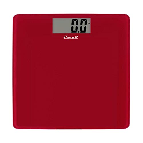 Escali B200RR Glass Platform Bathroom Body Scale, Low Profile, LCD Digital Display, 440lb