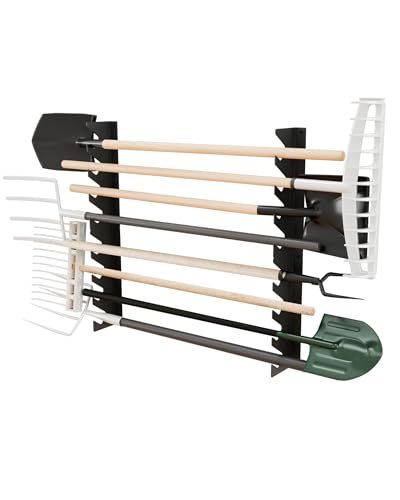 JivaJot Garage Tool Organizer Wall Mount, Shed Yard Organization Racks for Walls, Horizontal Tool Racks, Shovels and Rakes, 2FT
