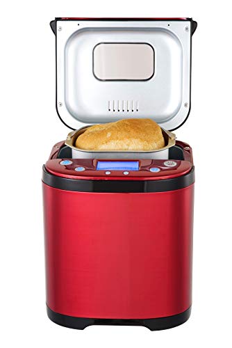 Frigidaire Bread Maker Machine With Nonstick Bowl, Bread Hook, Measuring Cup & Spoon. 15-In-1, Gluten-Free Bread, Cake& Yogurt, 3 Crust Colour Options And More. 3 Loaf Sizes. 2Lb Xl-Red #TOP2