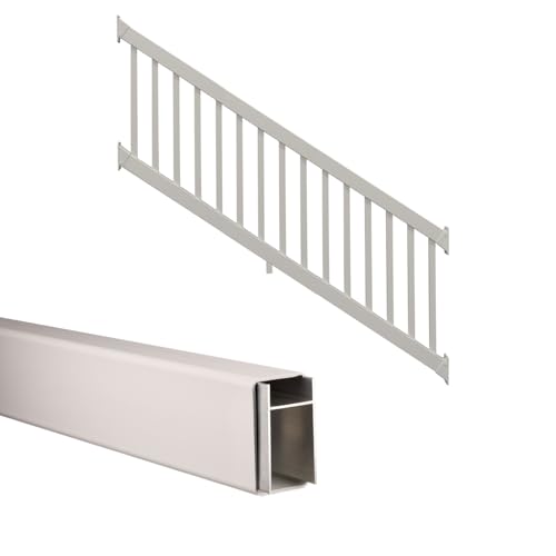 Weatherables Greenwich Porch and Deck Railing Kit – Vinyl Railing for Stairs on Decks, Porches, Balconies, and More, Versatile DIY Outdoor (Tan, 36" x 8')