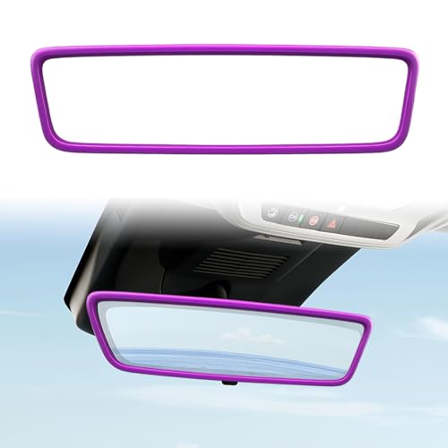 Rear View Mirror Cover,Silicone Car Rearview Mirror Protector Frame for Tesla Model 3/Y/X/S (2014-2024), Edge Protective Trim Cover Automotive Interior Trim Accessories (Purple)