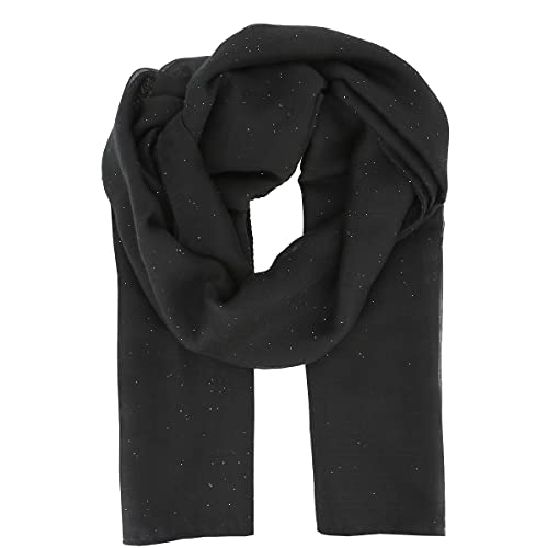 Foulard Femme Paillettes 100% Viscose - Grand Foulard Long et Rectangulaire 180cm x 90cm - Foulard Original Chic Coloré et Pailleté Moderne et Tendance - Etole pour Mariage (Noir)