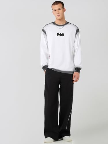 Image of Bewakoof X DC Batman Men's Cotton Printed Oversized Fit Full Sleeve Round Neck T-Shirt | Casual Wear | Street Wear | Oversized t Shirt for Men Cotton | Baggy
