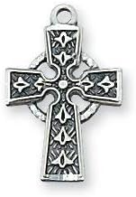 STERLING CELTIC ON Sterling Silver necklace 13" chain Baby baptism christening keepsake