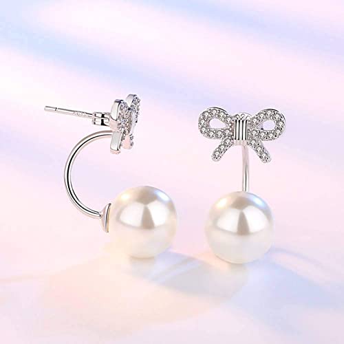 Pendientes de perlas de imitación en plata de ley 925 para mujer con cierre de tuerca 3