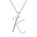 JUFU Fashion Jewelry 925 Sterling Silver 26 Alphabet Letter Pendant Necklace 18+2" (Alphabe K)