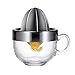 DALIAN Exprimidor De Cítricos, Limón Y Naranja, Exprimidor De Frutas De Acero Inoxidable, Exprimidor Manual De Doble Cabezal con Vaso,Plata
