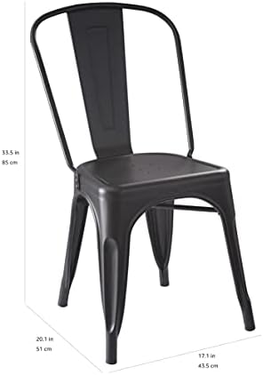 Amazon Basics Metal Dining Chairs  Set of 4, Black