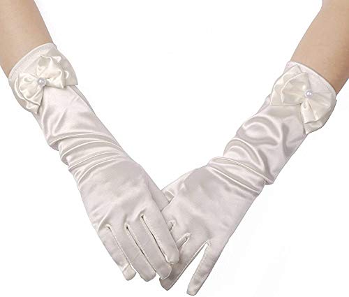 Image of FancyDressWale Girls Satin Long Gloves for Princess Dress Up Party With Bows