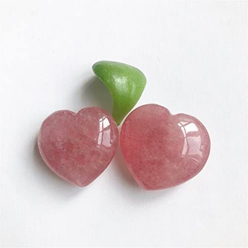 Cristal de fraise de qualité supérieure taillé en cœur, lot de 2 - 6