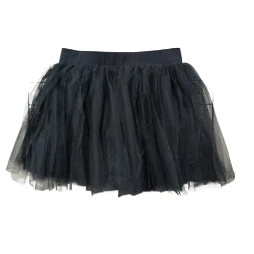 SJHFKDK Tutu Skirts for Girls,Girls Tutu Skirts Girl's Skirt Tutu Skirt Pink Fluffy 4-layer Soft Yarn Sheer Skirt White Elastic Ballet Performance Skirt(Black,120-140)