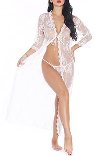ShinyStar Femmes Sexy Lingerie Robe Dentelle Kimono Robe Babydoll Transparent Nuisette Vêtements Cover