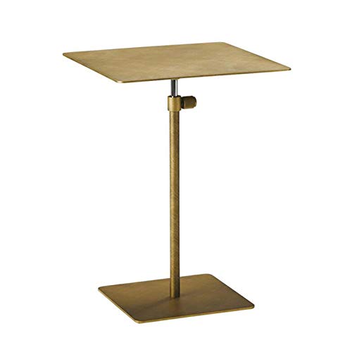 ShAzanz Mesa Auxiliar Lujo Luz Elevación Mesa Auxiliar Sofá De Estilo Italiano, En Forma De C De Acero Inoxidable Mesa Auxiliar Móvil, Plata Oro, Plaza/Ronda Montaje Sencillo(Golden Square)