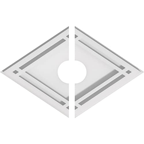 Image of Ekena Millwork CMP12X8DD2-02000 Diamond Architectural Grade PVC Contemporary, Two Piece Urethane Ceiling Medallions 12 inchW x 8 inchH x 2 inchID x 4 1 /4 inchC x 1 inchP