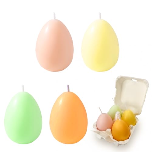 Osterkerzen Eiförmig - 4 Stück Bunte Eierkerzen Set In Eierschachtel, Modern Osterkerzen, Kerzen Ostern Für Osterdekoration & Ostergeschenke