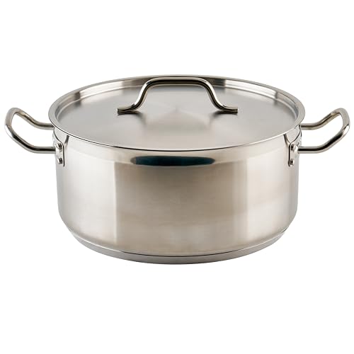 Winco Commercial-Grade Stainless Steel Brazier with Lid, 10 Quart
