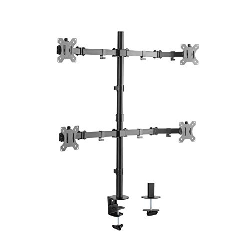 Lumi Brateck Quad Monitor Stand With 13-32″ Support| 3 years Warranty|8 kg Weight Capacity Per Monitor| Height Adjustable Four Monitor Arm| Fully Adjustable 4 Monitor Stand With Tilt and Rotation Features