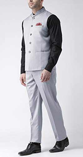Image of hangup Men's Synthetic Notch Lapel Suit (2BasketTR Steelgrey 40 Grey