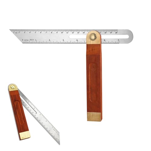 Adjustable Carpentry Square Bevel Gauge T Bevel Blade Ruler with Hardwood Handle Angle Measurement Tool Stainless Steel Blade Ruler For Craftsman Carpenter Architect Engineer Woodworking