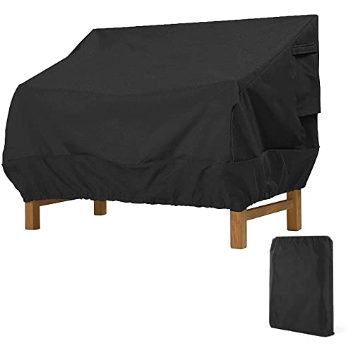 Housse de Protection pour Banc, Housse Banc Jardin Tissu Oxford Imperméable, Housse de Banc Exterieur Anti UV et Vent Housse de Protection pour Canapé (Noir, 147 x 83 x 79 cm)